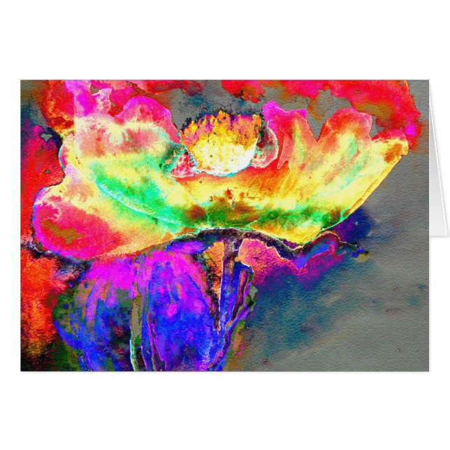 Élégant pavot à fleurs rose jaune abstrait (Devant horizontal)