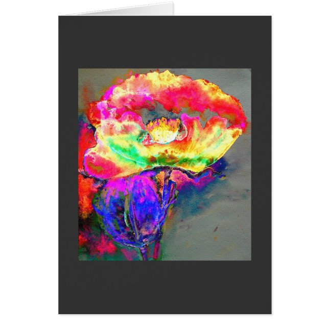 Élégant pavot à fleurs rose jaune abstrait (Devant)