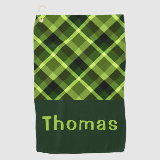Elégant Pea Green Plaid Monogramme Golf Serviette
