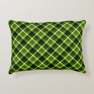 Élégant Pea vert Plaid Motif Accent Coussin