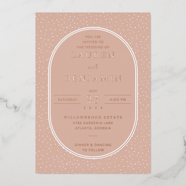 Elegant Peach Dotted Invitations (Recto)