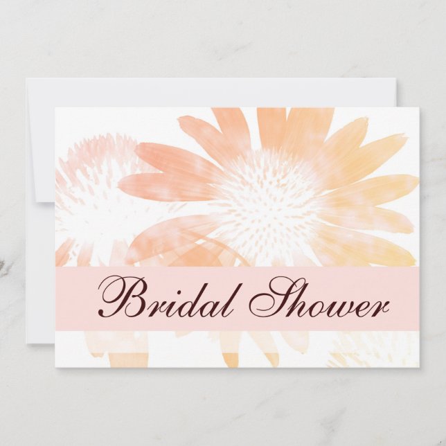 Elegant Peach Flower Bridal Shower Invitation (Devant)