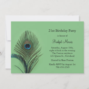Elégant Peacock 21ème anniversaire Invitation
