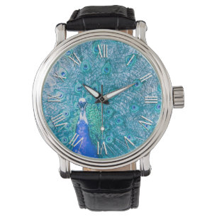 Élégant Peacock Coloré   Montre Homme