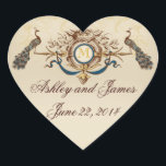 Elégant Peacock Enregistrer la date Stickers forme<br><div class="desc">Stickers Mariage Peacock avec Monogramme. Customisez avec votre monogramme et ajoutez du texte supplémentaire si vous le souhaitez. Les autocollants Enregistrer la date sont affichés. Customisez le texte et ceux-ci font de grands autocollants de faveur de mariage, boîtes à gâteaux étiquettes et étiquettes de vin mariage, selon la taille et...</div>