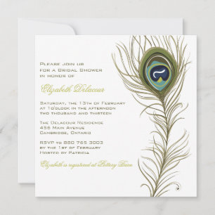 Elégant Peacock Feather Bridal Showeuse Invitation
