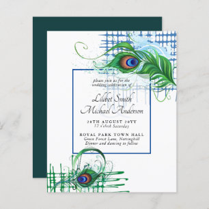 Elégant PEACOCK FEATHER Mariage Inviter BUDGET