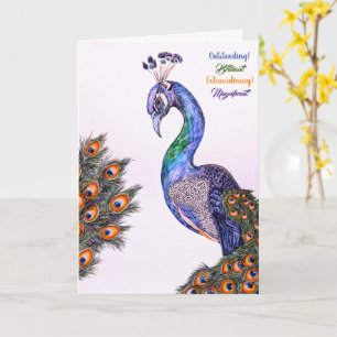 Élégant Peacock Graduation Plié Carte de voeux