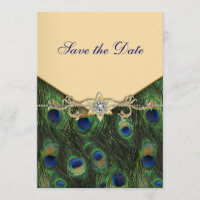 Elégant Peacock Or Invitations de mariage