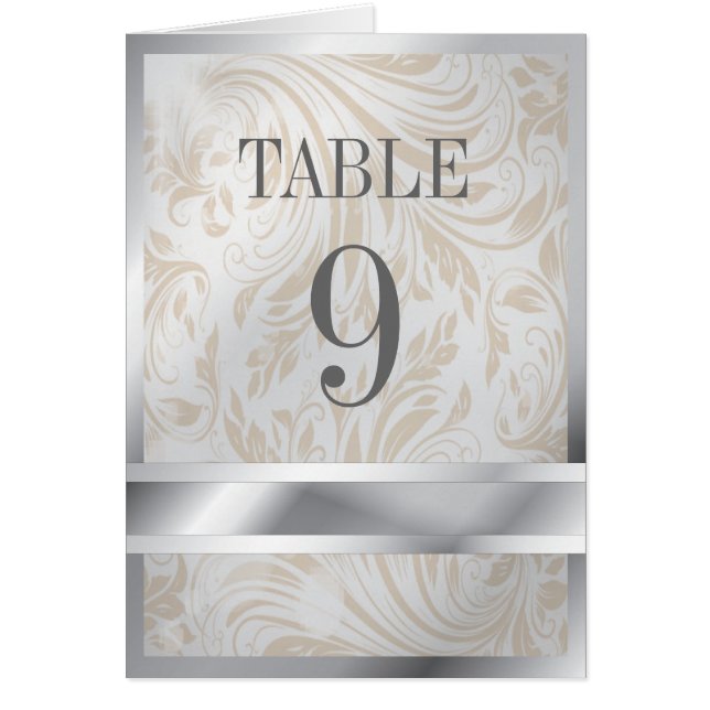 Elegant Pearl Argent Regal Mariage Numéro de table (Devant)