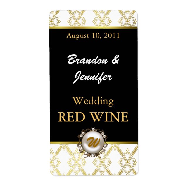 Elégant Pearl Monogram Mariage Mini Étiquettes de  (Devant)