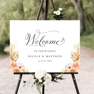 Elégant Pêche Délice Floral Mariage Affiche de bie