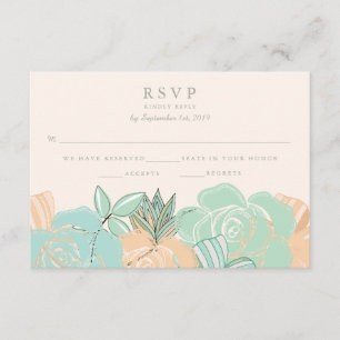 Elégant Pêche Rose Monnaie Florale Mariage RSVP