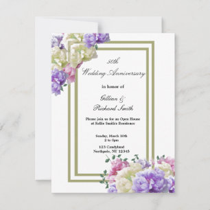 Elégant Peonies Floral 50e Anniversaire Invitation