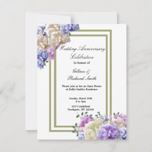 Elégant Peonies Mariage Anniversaire Invitation