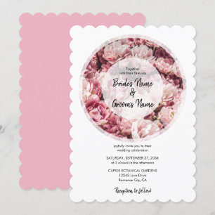 Elégant Peonies roses Invitations de mariage