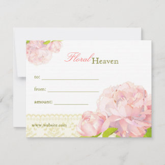 Elégant Peony Floral Business Certificat cadeau