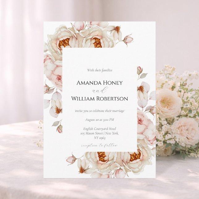 Elegant Peony Garden Wedding Invitation (Créateur téléchargé)