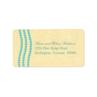 Elégant perles Étiquettes de adresse, Aqua