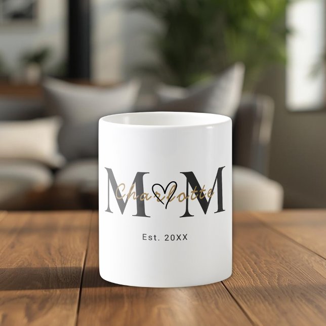 Elegant Personalized Mom Name Est Year Mug (Créateur téléchargé)
