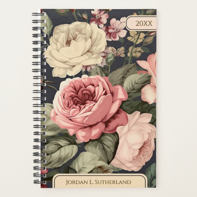 Elegant Personalized Pink & Ivory Dark Floral (Devant)