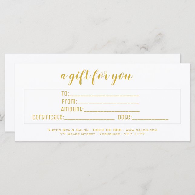 Élégant personnalisation White & Gold Script Busin (Devant / Derrière)