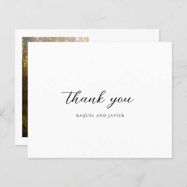 Elegant Photo Budget Wedding Thank You Card (Devant / Derrière)