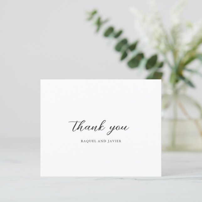 Elegant Photo Budget Wedding Thank You Card (Debout devant)