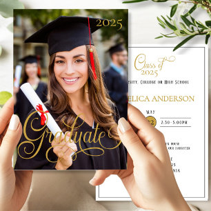 Élégant Photo Graduate Script Invitation