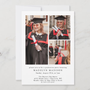 Élégant Photo Graduation Party Invitation