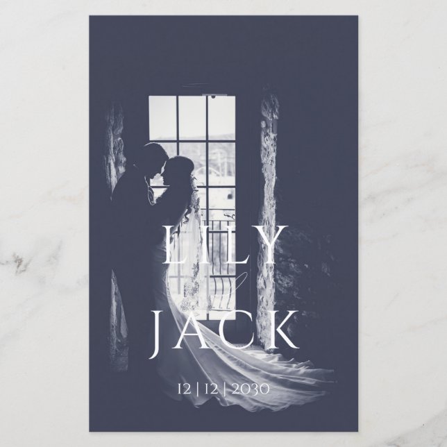 Elégant Photo Moderne Typographie menu Mariage (Devant)