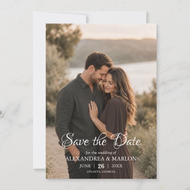 Elegant Photo Save the Date Wedding Announcement (Devant)