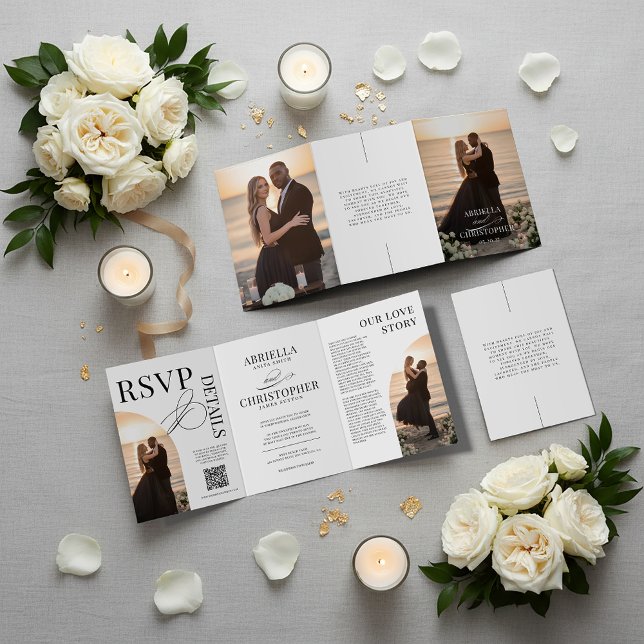 Elegant Photo Tri-Fold Wedding Invitation (Elegant Wedding Invitation with Photos | Booklet wedding invitation | Tri-fold Wedding Invitation)