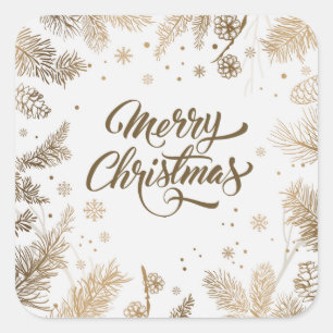 Elégant Pin Feuilles & Cones vacances Sticker