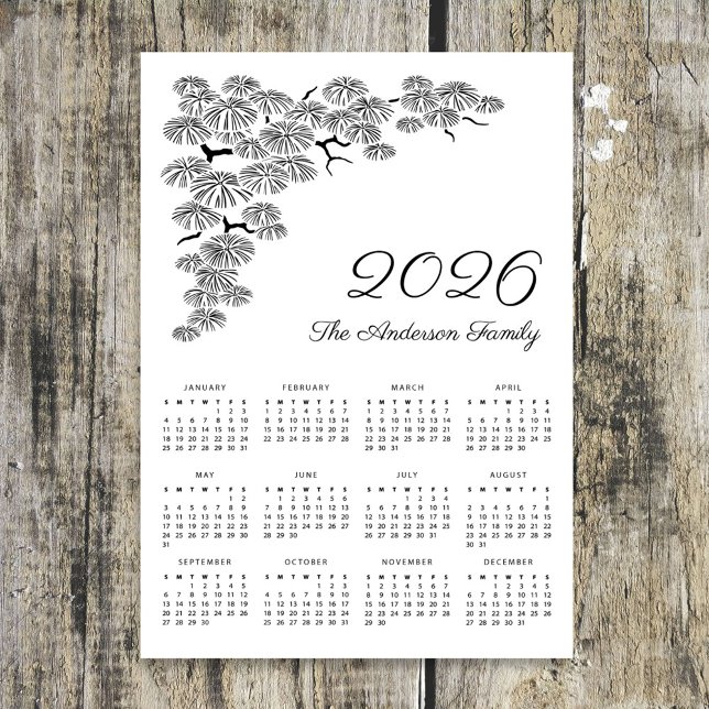 Elegant Pine Branch Botanical Calendar 2026 (Créateur téléchargé)