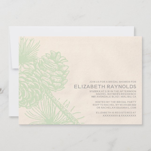 Élégant Pine Cônes Douche nuptiale Invitations (Devant)
