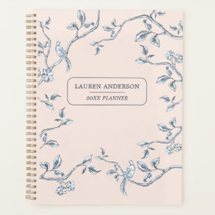 Élégant Pink & blue French toile Planner