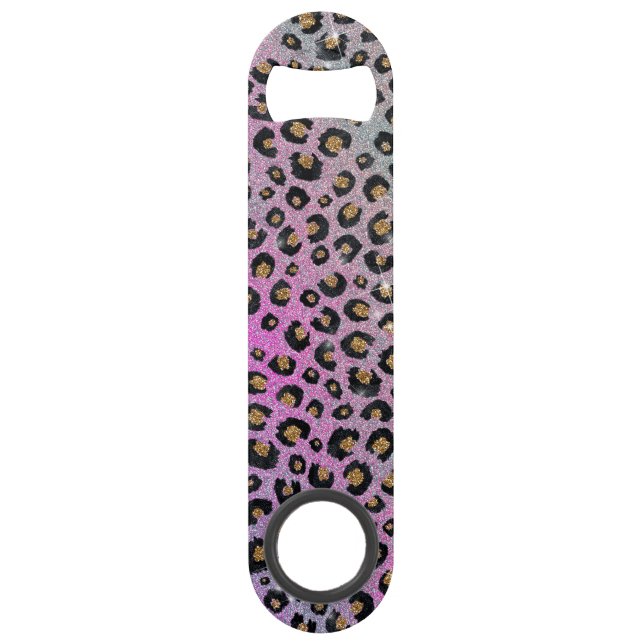 Elegant Pink Blue Gold Glitter Black Leopard (Devant)