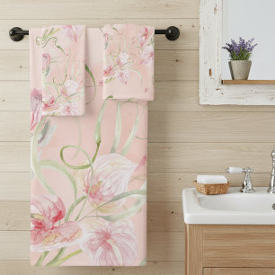 Élégant Pink De Paix Moderne Lys Sur Soie Peach