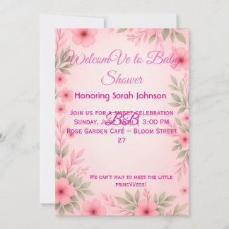 Elegant Pink Floral Baby Shower Invitation