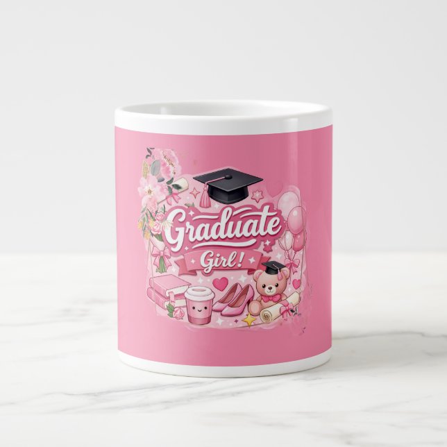 Elegant Pink Floral Graduation Party mug (Devant)