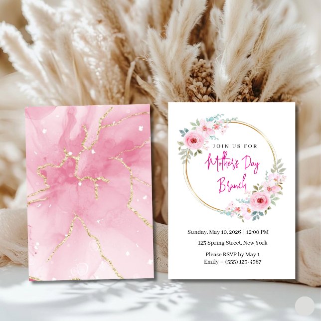 Elegant Pink Floral Mother's Day Brunch Invitation (Créateur téléchargé)