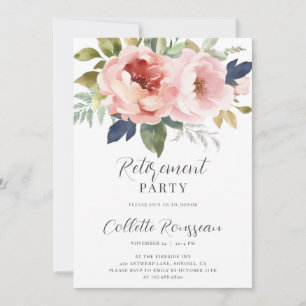 Élégant Pink Floral Retraite Party Invitation