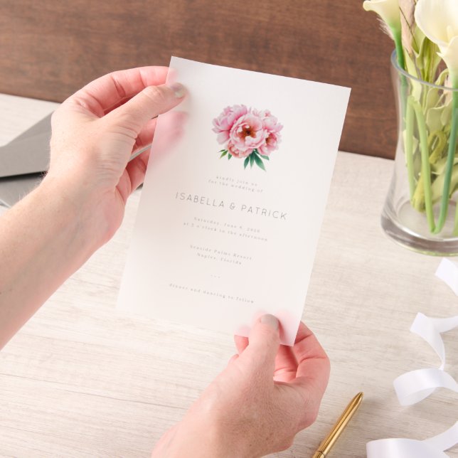 Elegant Pink Floral Wedding Invitation (Ordinateur de poche)