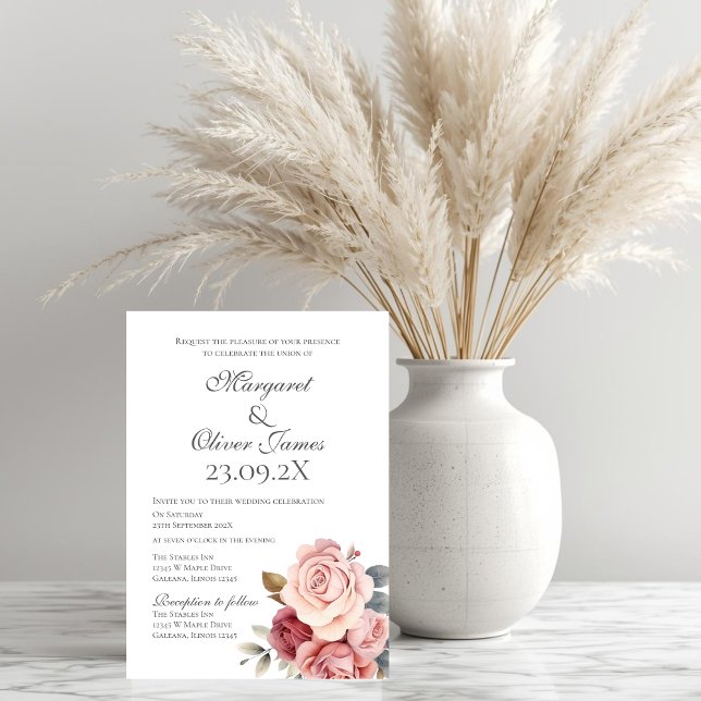 Elegant Pink Floral Wedding Invitation (Créateur téléchargé)