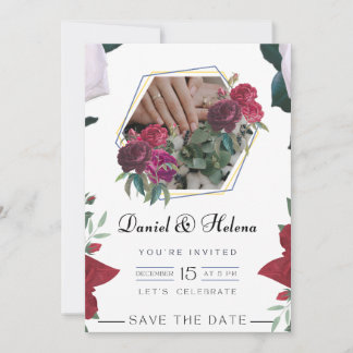 Elegant Pink Floral Wedding Invitation Custom Card