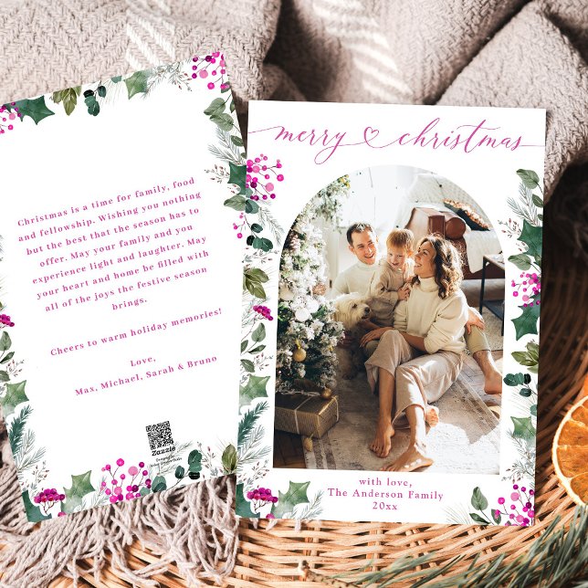 Élégant Pink Foliing Photo Joyeuse Carte de Noël (Créateur téléchargé)