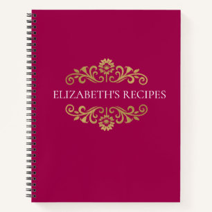 Élégant Pink Gold Monogramme Recette livre de rece