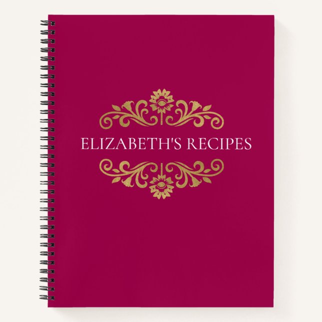 Élégant Pink Gold Monogramme Recette livre de rece (Devant)