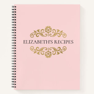 Élégant Pink Gold Monogramme Recette livre de rece